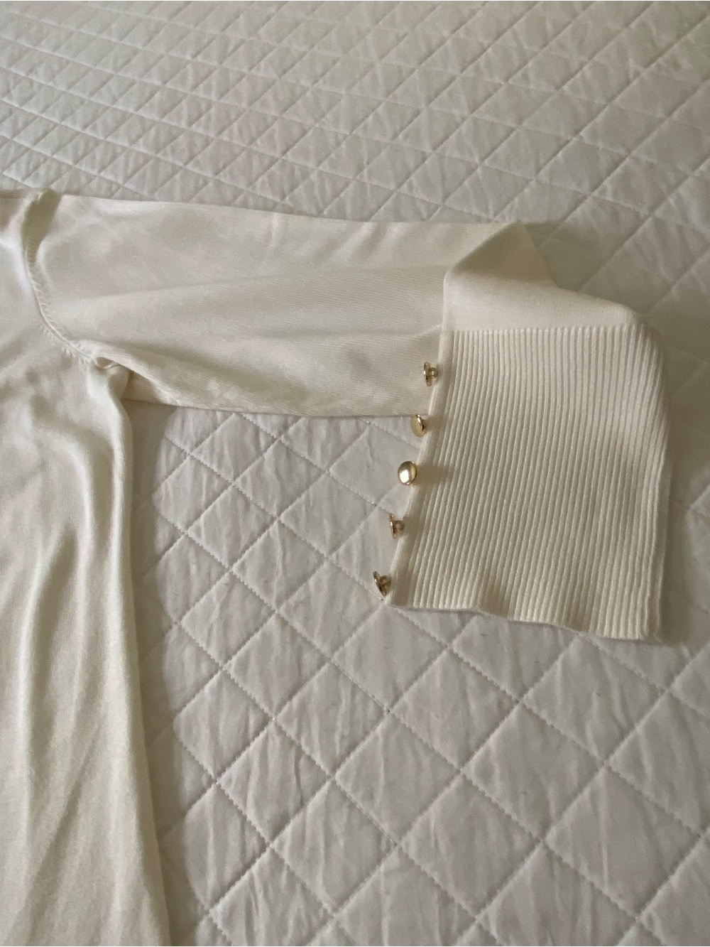 JM Collection Cream Open-Front Cardigan with Gold Buttons - Picture 10 of 15